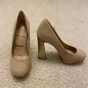 Nude and Gold Glitter heels!